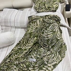 Green Leaf Print Two-Piece Set